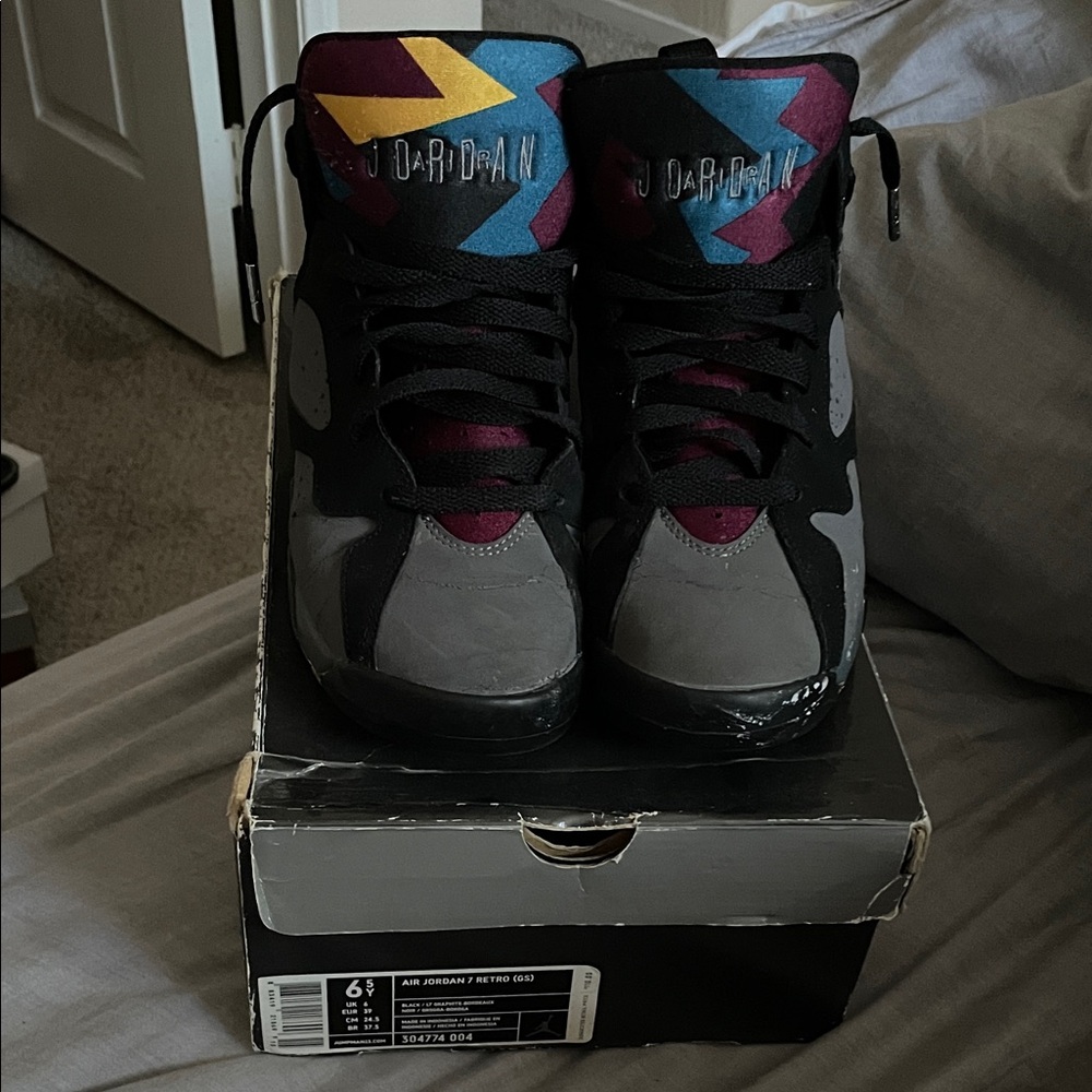 Jordan High-Top Sneakers with Black, Gray, and Blue Accents